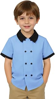 Haloumoning Bambino Bambino Ragazzi Manica Corta Button Down Camicie Bambini Color Block Doppio Petto Vestito Camicia 9M-8Y
