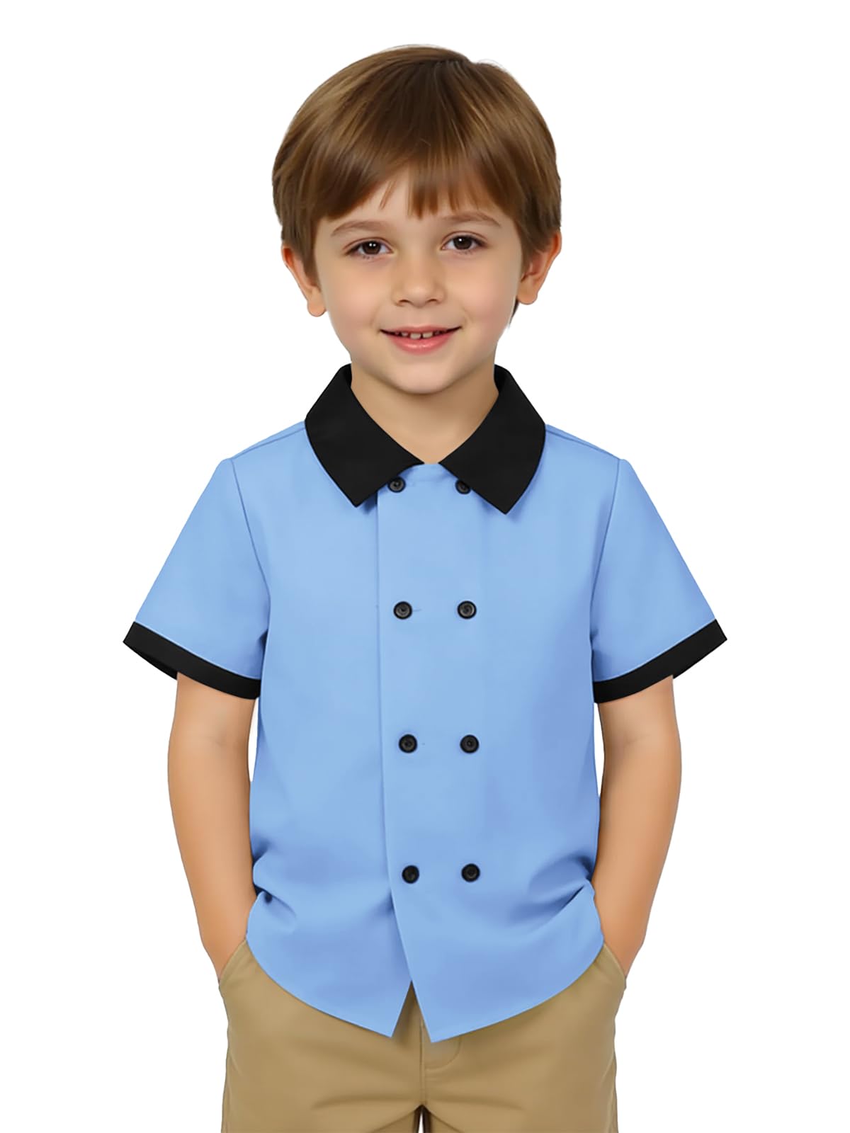 Haloumoning Bambino Bambino Ragazzi Manica Corta Button Down Camicie Bambini Col