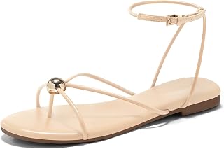 Coutgo Women Flat Sandals Ankle Strap Open Toe Summer Beach Sandals