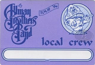 Allman Brothers Band 1994 Backstage Pass Crew