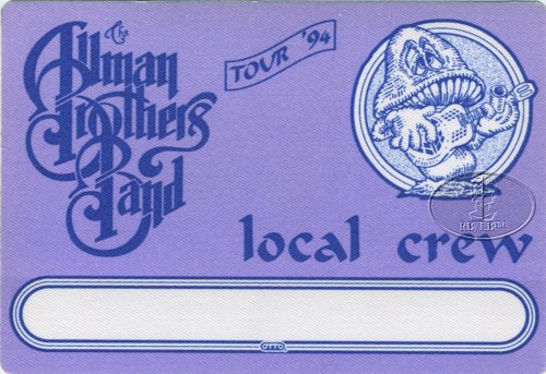 Allman Brothers Band 1994 Backstage Pass Crew