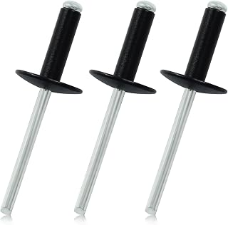 Zorveiio Aluminum Blind Rivets, 3/16" x 3/4", Black, 60 Pcs | Large Flange, Dome Head, Pop Rivets, For Installing Accessories