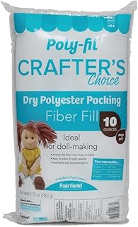 Poly-Fil Crafter's Choice Fiber Fill Stuffing, White, 10 Ounce, 1 Count | Polyester Fiber, Coarse Texture, Dry Packing, Packs Into Small Spaces, Dolls, Toys, Animals, Fluff and Structure