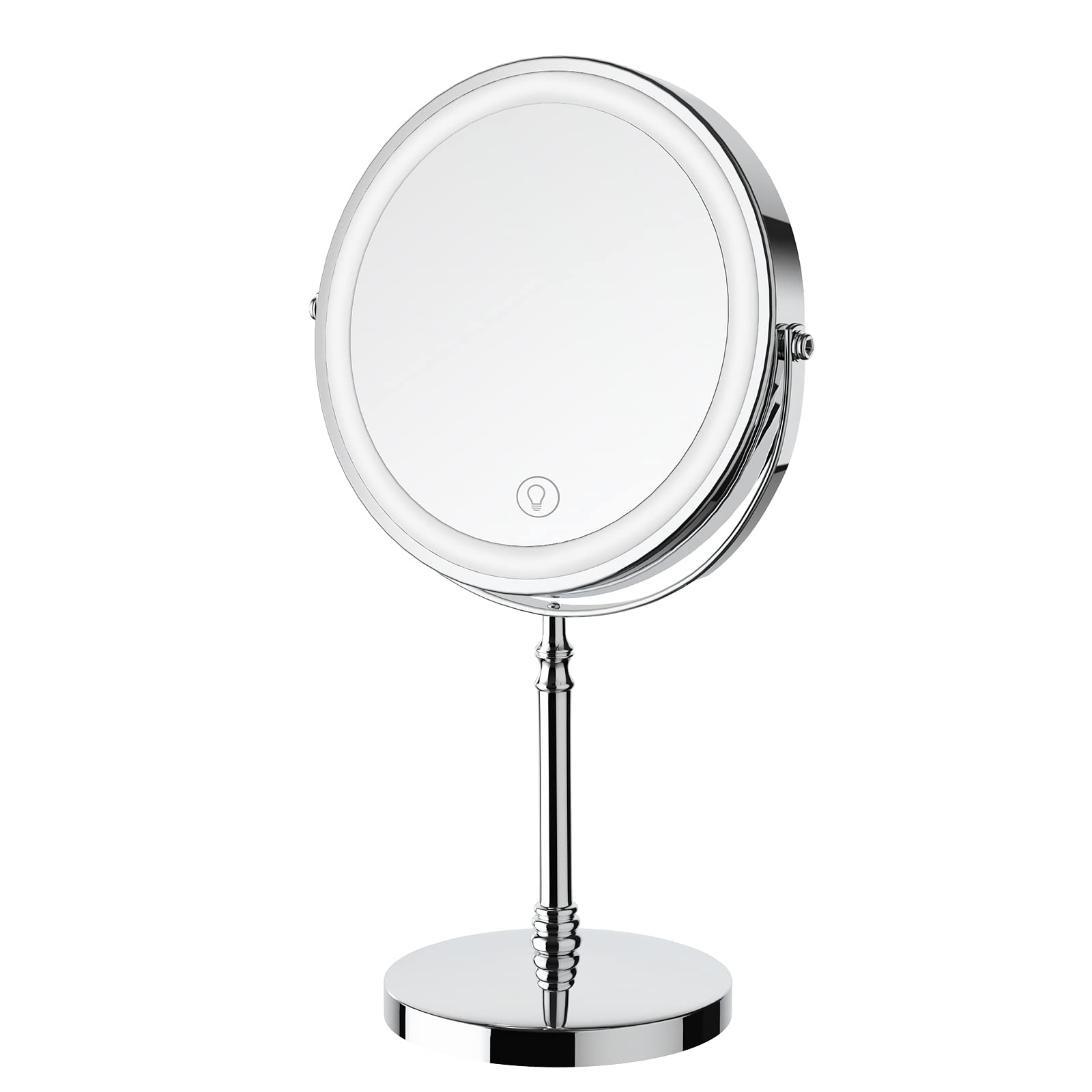DEIOVWXS Makeup Mirror, Rechargeable Vanity Mirror with 3 Lights, 1X/10X | Adjus