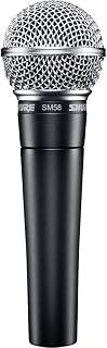 Shure SM58-LC Cardioid Dynamic Vocal Microphone with Pneumatic Shock Mount, Spherical Mesh Grille with Built-in Pop Filter, A25D Mic Clip, Storage Bag, 3-pin XLR Connector