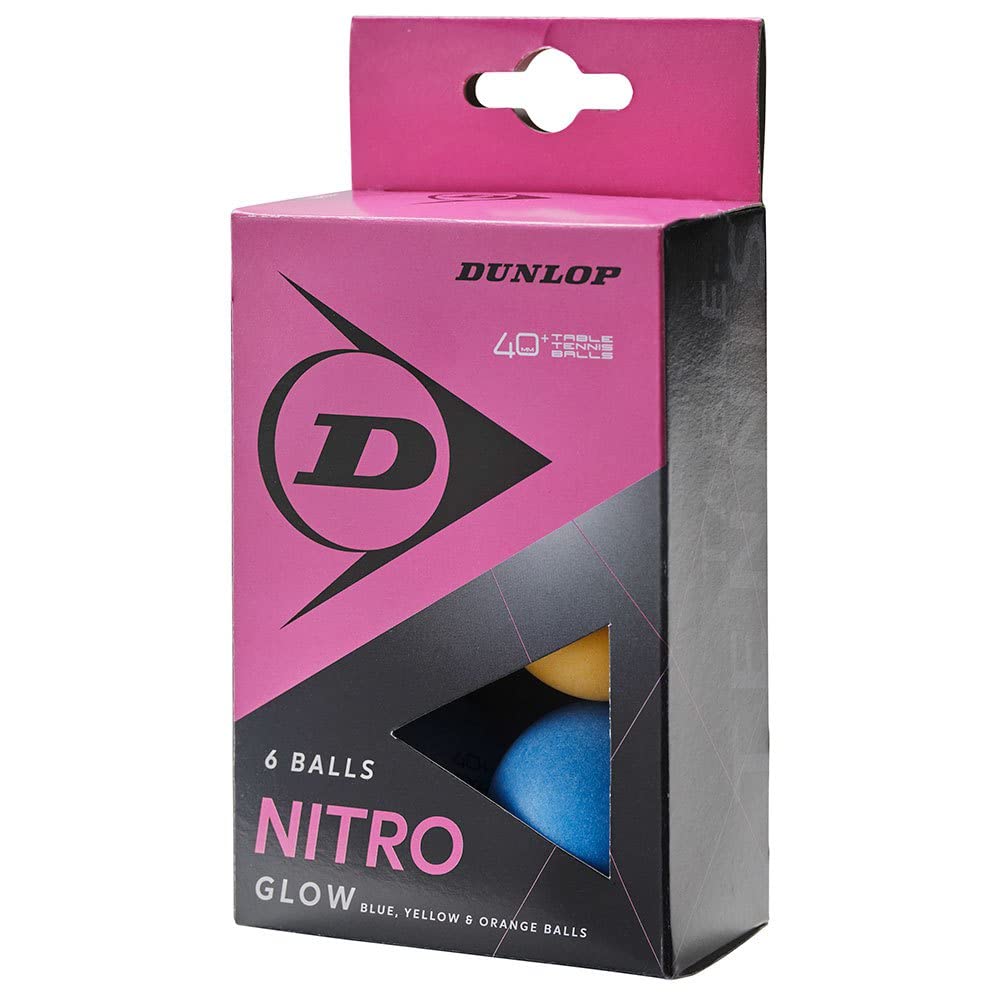 Dunlop Table Tennis Balls Nitro Glow 40+, 6 Balls