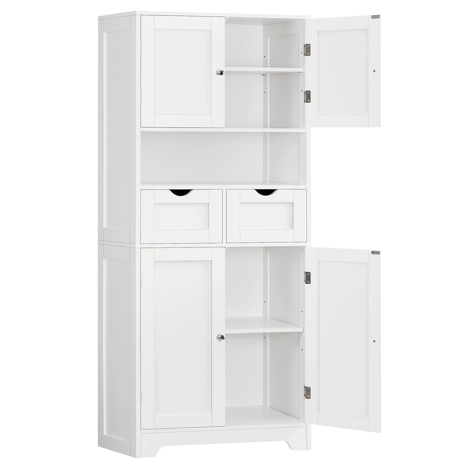 TEENFON 57.8" H Tall Bathroom Cabinet, Storage Cabinet with Adjustable Shelf & 2