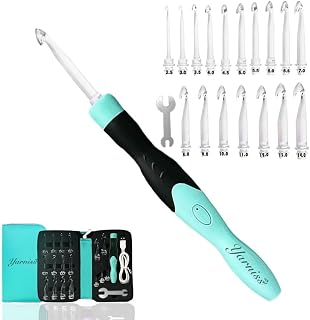 Yarniss 17 Sizes Lighted Crochet Hooks Set with Case 2.5mm~14.0mm,Lake Blue