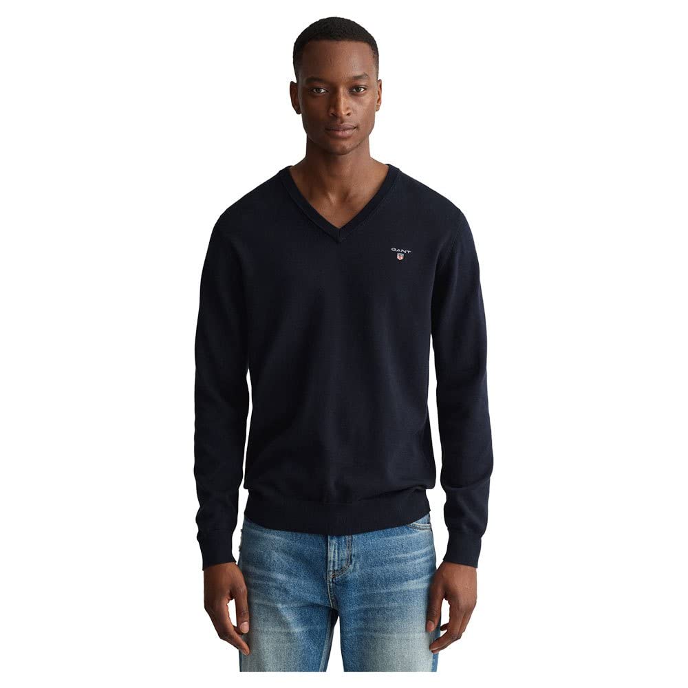 Gant Men's V-Neck Classic Cotton Sweater (Pack of 1)
