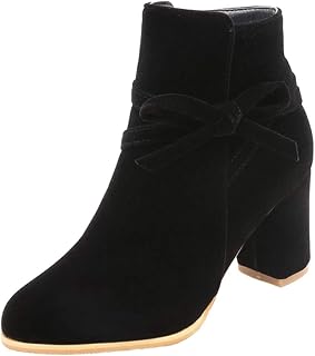 Onewus Women's Square Heel Pretty Bow Ankle Boots