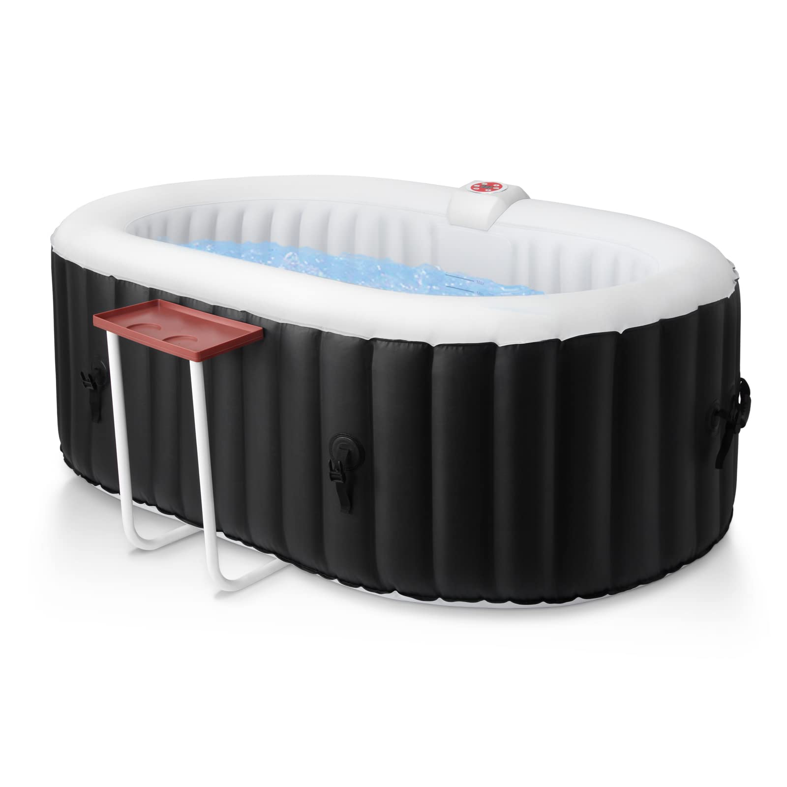 EDOSTORY 2-Person Inflatable Oval Hot Tub with 90 Bubble Jets, Black | 75 x 47In