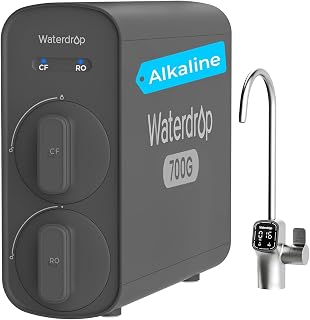 Waterdrop G5P700A Alkaline Mineral pH+ Reverse Osmosis Water Filter, 700GPD | NSF/ANSI 58 & 372 Certified, 8-Stage RO Water Filtration System, 2:1 Pure to Drain, Tankless RO System with Smart LED Faucet