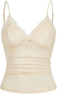 Naileksi Women Y2k Lace Trim Cami Top Spaghetti Strap Fairy Grunge Tank Top V Neck Ruched Bow Lace Patchwork Cami Shirt