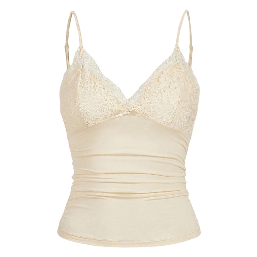 Naileksi Women Y2k Lace Trim Cami Top Spaghetti Strap Fairy Grunge Tank Top V Ne