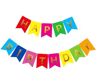 Colorful Happy Birthday Banner for polychrome Birthday Party Decorations, Backdrop Supplies for Women Men Girl Boy Party Supplies (7.8"x 6.3")