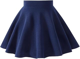 Girls Solid Skater Skirt High Waist Flared A-Line Mini Casual Skirt