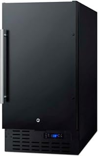 Summit Appliance FF1843B 18" Wide Built-in All-refrigerator in Black with Digital Thermostat, Automatic Defrost, Digital Display, Adjustable Chrome Shelves, LED Light and Front Lock