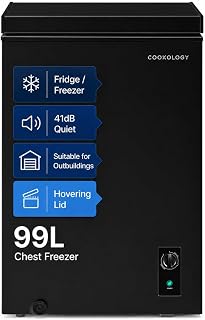 Cookology 99L Freestanding Chest Freezer - Adjustable Feet - Black | Suitable for Kitchens, Outbuildings & Garages - Refrigeration Modes - Easy Temperature Control - 4 Star Rating