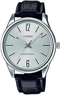 Casio #MTP-V005L-7B Men's Standard Analog Black Leather Band Silver Dial Watch, Silver, Size of case, Classic