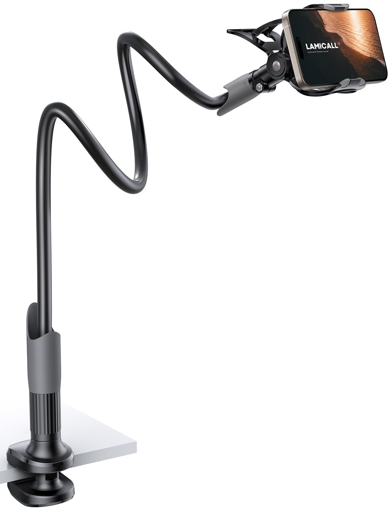 Lamicall Gooseneck Bed Phone Holder 33.4" Full Adjustable Flexible Arm | Fast In