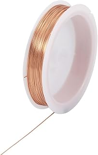 124.67ft(38m) Roll Row (No Plating) Copper Jewelry Wire for Jewelry Making Soft Round Artistic Wire Beaded String Material DIY Craft Making Spool 26 Gauge 0.4mm