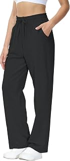 HMIYA Womens Sweatpants Cotton Jogging Long Pants with Pockets | 26.38"-28.15"inseam,Straight Legs,Athletic Pants,High Elastic Waistband with Drawstring