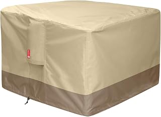 SheeChung Gas Fire Pit Cover Square 32"L x 32"W x 24"H,Waterproof 600D | Heavy Duty Polyester with PVC Coating Material,Tear/Fading Resistant,Outdoor Firepit Table Cover,Fits 28"-32" Gas Fire Pit