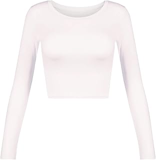 Womens Long Sleeve Crop Tops Basic Teen Girl Clothes Casual Cute Yoga Shirts Layering Slim Fitted Workout T-Shirt