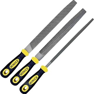 WINICE 3-Piece 8" Metal File Set, Set of Flat, Round, Half Round, for Metal Sharpening, Shaping, Finishing & Smoothing for DIY & Professional Use