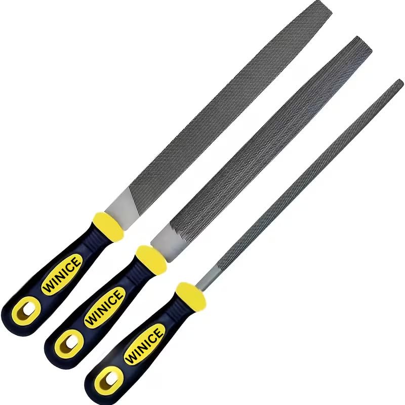 WINICE 3-Piece 8" Metal File Set, Set of Flat, Round, Half Round, for Metal Shar