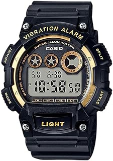 Casio Men's 'Super Illuminator' Quartz Stainless Steel and Resin Automatic Watch, Color:Black (Model: W-735H-1A2VCF)