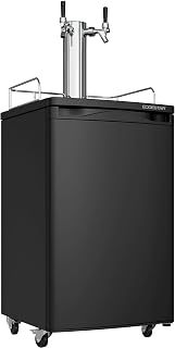 EdgeStar 20 Inch Wide Dual Tap Kegerator | Freestanding Only, Reversible Door, Stores one standard ½ barrel, pony or two 1/6th or Cornelius corny kegs, Black