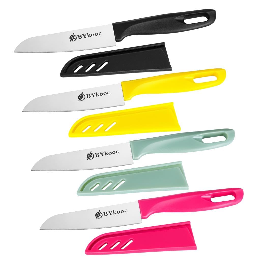 BYkooc 8 pieces Paring Knives (4PCS Peeling Knives and 4PCS Knife Sheath), Ultra