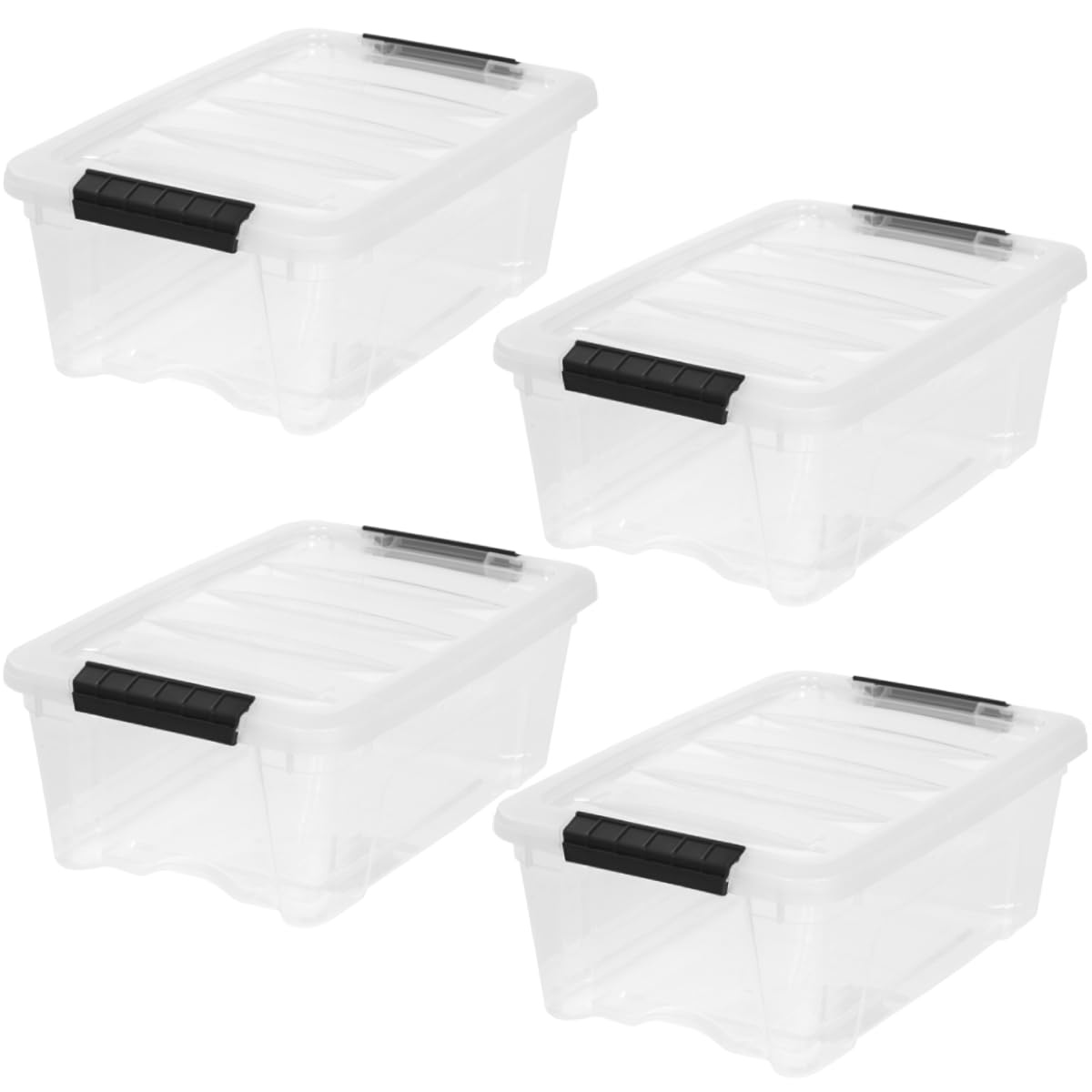 IRIS USA 4-Pack 13 Quart Storage Bins with Lids, Clear | Transparent design make