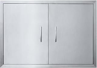 JIE JIN 31" W X 24" H Outdoor Kitchen Doors Double Doors Thickened 304 Brushed Stainless Steel BBQ Access Door BBQ Island Doors Outdoor Kitchen Accessories Door for Outdoor Kitchen BBQ Island