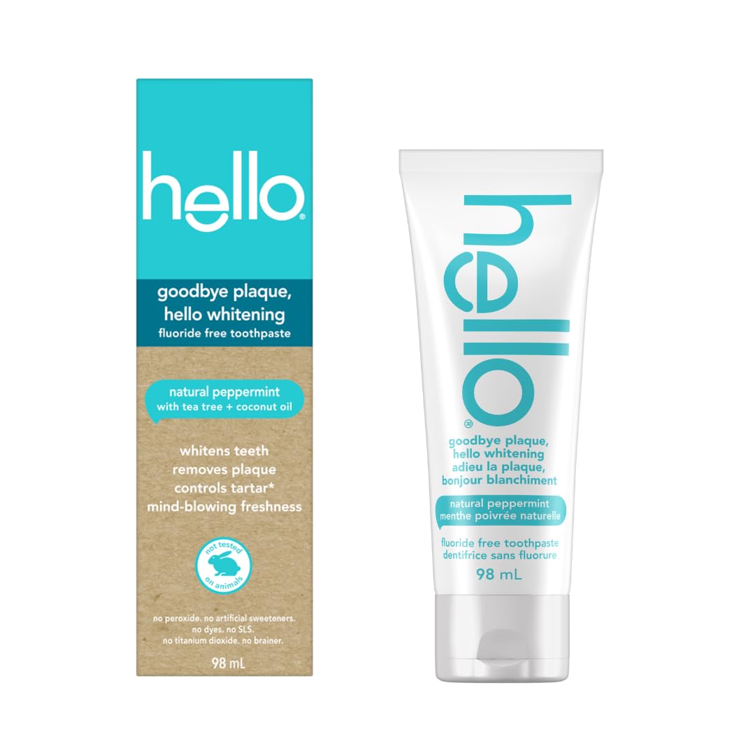 hello Goodbye Plaque Fluoride Free Toothpaste, Whitening Toothpaste with Coconut