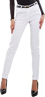 Toocool Women's Classic Trousers, Elegant Low Waist Trousers with Pockets and Belt, Women's Summer Pants AS-28251