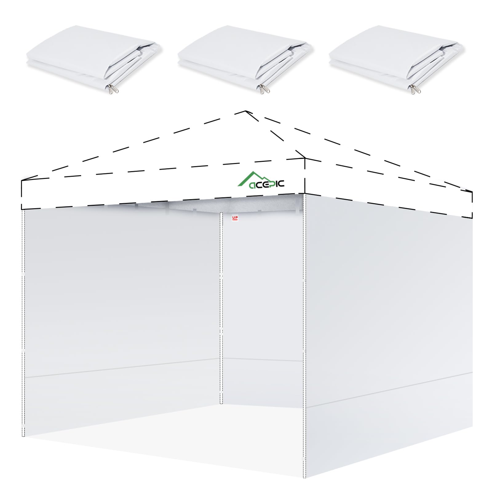 ACEPIC 10x10 Canopy Sidewalls Only, White (3PCS, No Frame or Top) | Waterproof U