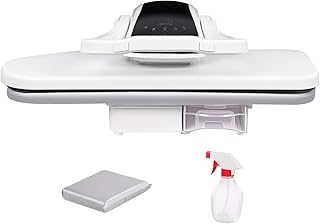 PSUFURV Intelligent Steam Press, Automatic Ironing Machine with Spray Bottle and Pressing Cushion Multiple Fabric Settings Professional Shirt Press for Apartments Clothing Stores (White)