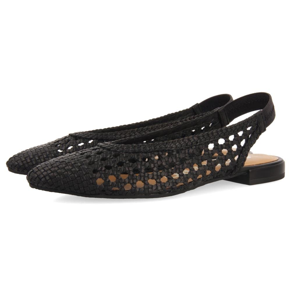 GIOSEPPO GUATAVITA WOMENS BLACK LEATHER BRAIDED Ballerinas
