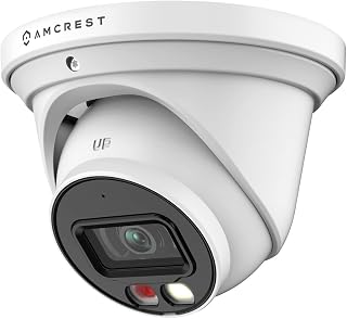 Amcrest 5MP AI Turret IP PoE Camera w/ 49ft Nightvision, Security IP Camera Outdoor, Built-in Mic, Human & Vehicle Detection, Active Deterrent, 129° FOV, 5MP@20fps IP5M-T1277EW-AI (Renewed)