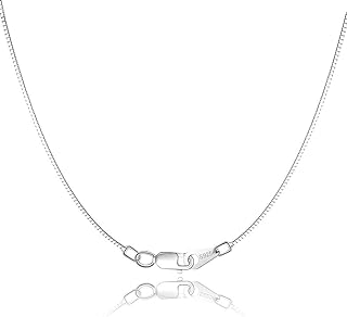 Jewlpire 18K Gold Plated 925 Sterling Silver Chain Necklace for Women Girls, 0.8mm Box Chain Lobster Claw Clasp-Super Thin & Strong Necklace Chain 16/18/20/22/24 Inch
