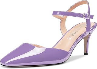 Castamere Women's Stiletto Mid Heel Square Toe Pumps Ankle Straps Slingback Wedding Office Dress 6.5 CM Heels