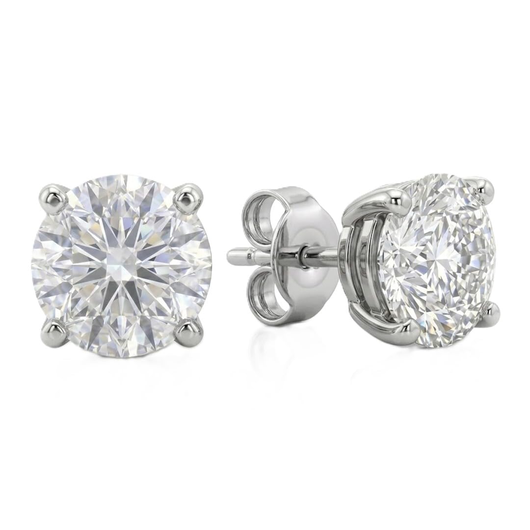 1/6-5 CT Certified Lab Diamond Stud Earrings | 14K White and Yellow Gold