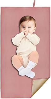 Wipeable Changing Pad for Baby, Diaper Changing Mat, Dusty Pink | Lightweight &amp; Waterproof, Portable Diaper Changing Mat for Travel or at Home Use, Foldable Mat Fits Perfectly in Diaper Bag