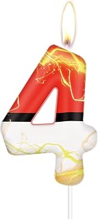 Number 4 Birthday Candle Anime Spirit Balls 4th Birthday Candle - Cartoon Numeral Birthday Cake Topper for Lightning Birthday Decoration
