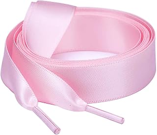2 Pairs Wide Satin Ribbon Shoelaces Colorful Flat Lace Laces for Women