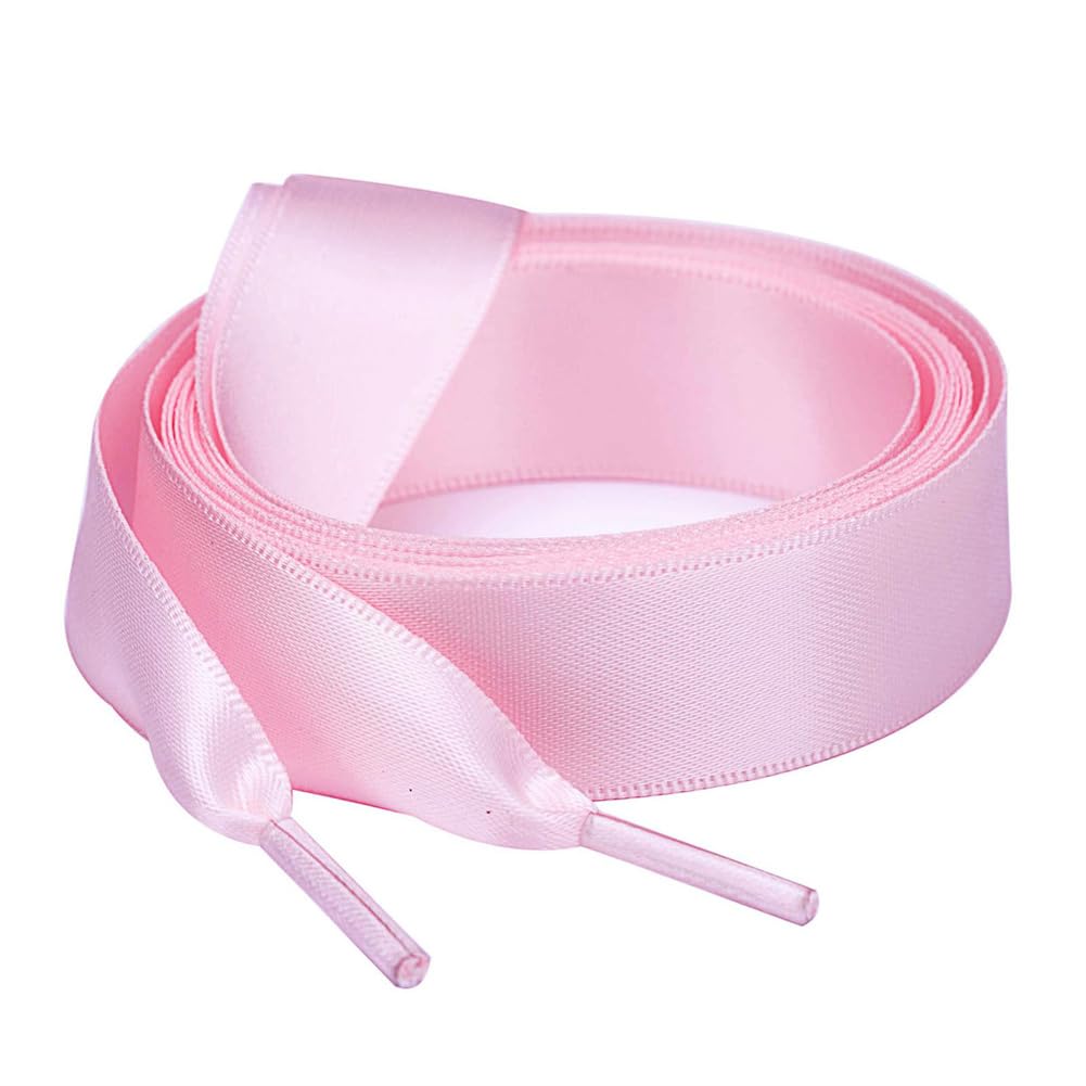 2 Pairs Wide Satin Ribbon Shoelaces Colorful Flat Lace Laces for Women