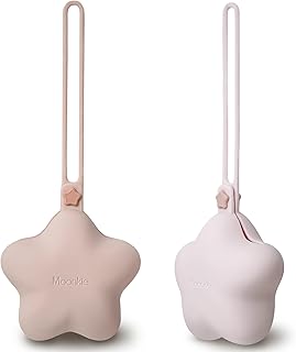 Moonkie Silicone Pacifier Holder Case, Cute Portable Pacifier Storage Case, 2 Pack(Blush/Soft Lilac)