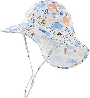Zsedrut Toddler Summer Hat with Neck Flap Waterproof Kids Swim Hat Baby UV Protection Sun Hats Beach Cap for Boys Girls